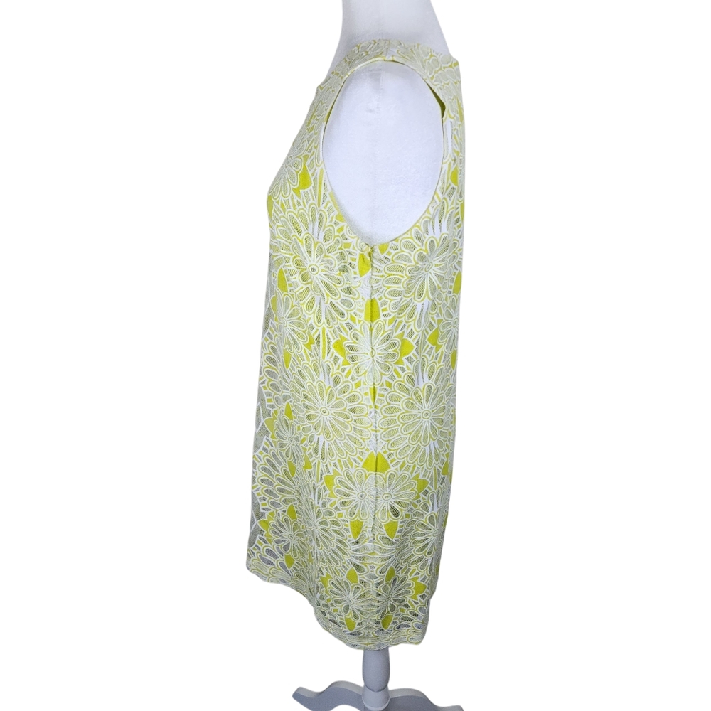 Badgley Mischka Lime White Lace Floral Embroidered Sheath Dress Size 8 - Picture 6 of 14